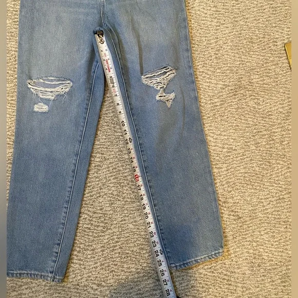 Madewell The Momjean Size 27 Distressed High Rise Straight Leg Jeans - Picture 7 of 9